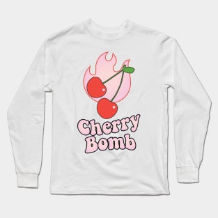 Cherry Bomb and Pink Flaming Design Long Sleeve T-Shirt